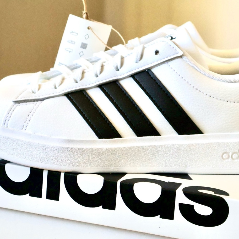 Adidas Grand Court White and Black Shoes - Picture 5 of 7